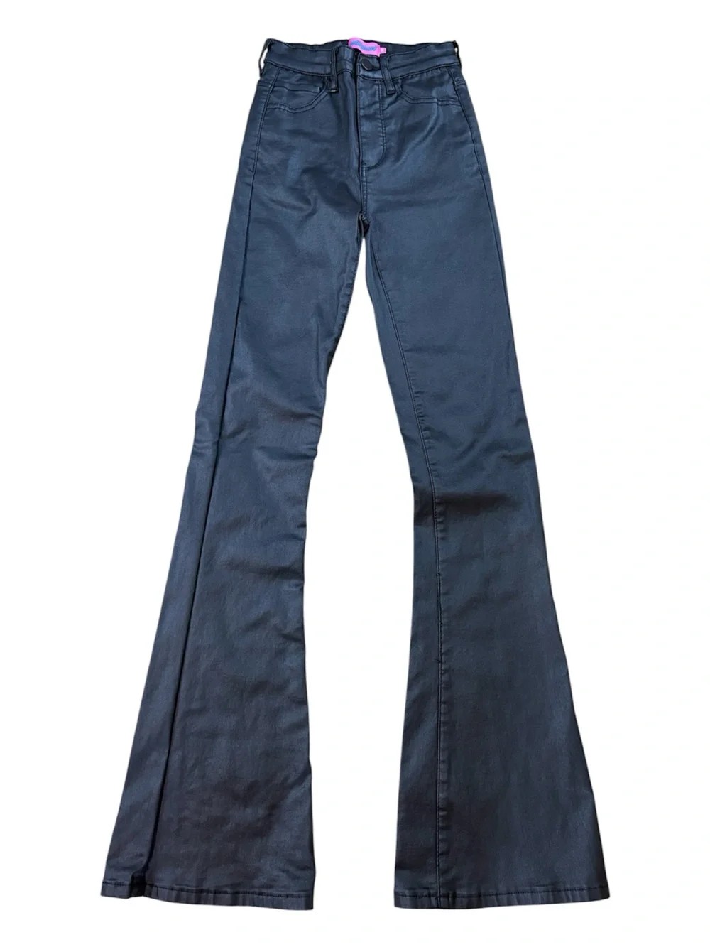 Edikted Luna Faux Leather Mid Rise Flare Black Jeans.  Size XS